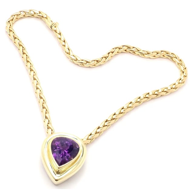 Tiffany and Co. Tiffany & Co. Paloma Picasso 18k Gold Large Amethyst Pendant Necklace For Sale - Image 4 of 10