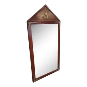 Early 20th C Empire Bronze & Gilt Mounted Mahogany Console / Wall Mirror