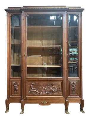 Empire Style Mahogany Display Cabinet Bookcase