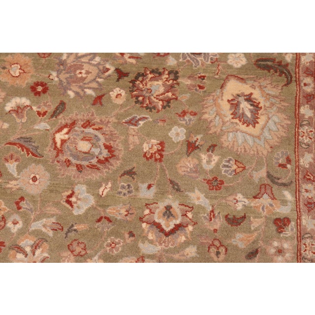 Shabby Chic Shabby Chic Floral 1990's Pak-Persian Green/Beige Wool Rug - 5'11'' X 9'3'' For Sale - Image 3 of 9