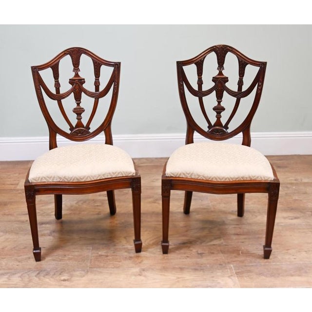 Hepplewhite Style Shield-Back Dining Chairs, Set of 2 For Sale - Image 3 of 3