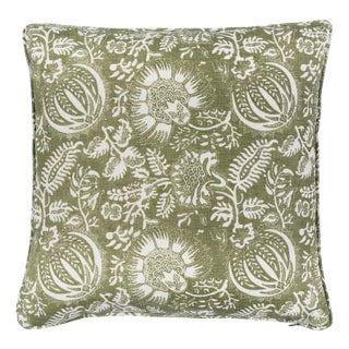 Schumacher Pomegranate Print 20" Pillow In Olive For Sale