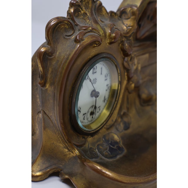 Antique Jennings Brothers Equestrian Horse Desk Clock & Divided Tray, j.b. 282 For Sale - Image 11 of 18