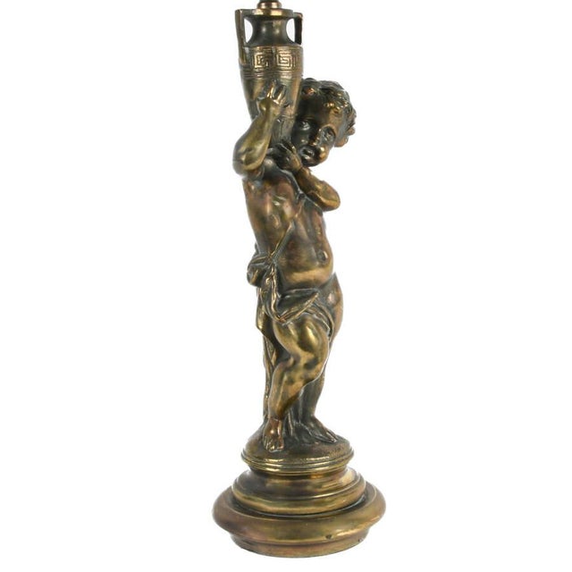 Westwood Lamps Vintage Cast Metal Cherub & Crystal Table Lamp by Westwood Industries, New York For Sale - Image 4 of 6