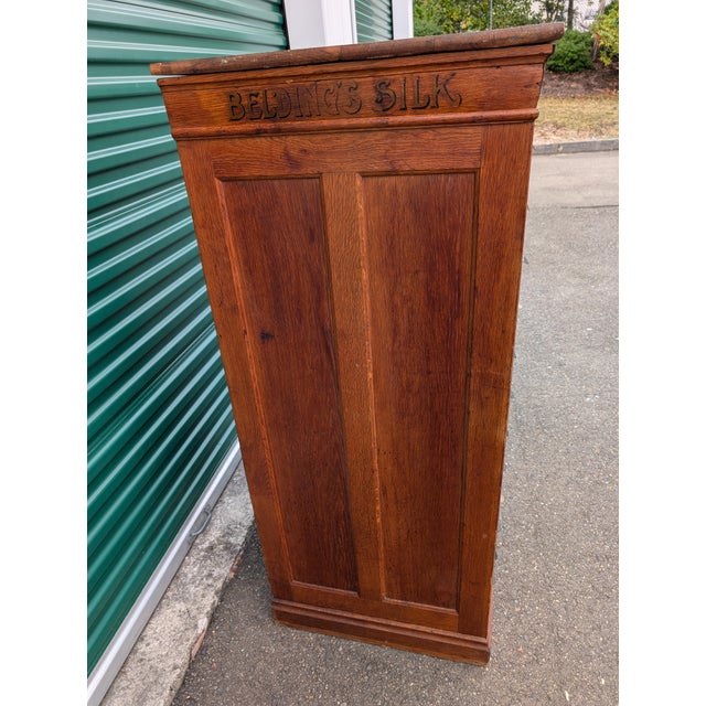 Antique Belding Bros. & Co. Oak Silk Spool Mercantile Cabinet, Circa 1900 For Sale - Image 10 of 18