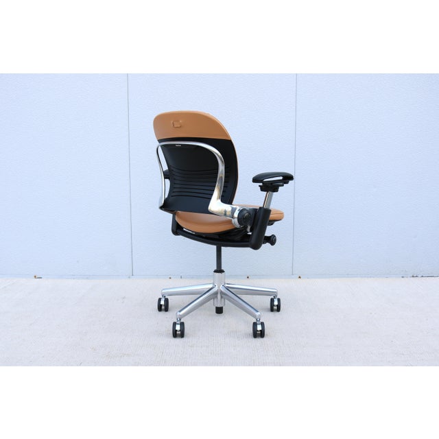 Steelcase Leap Coach Limited Edition Ergonomic Desk Chair in Camel Tan Leather For Sale - Image 9 of 18