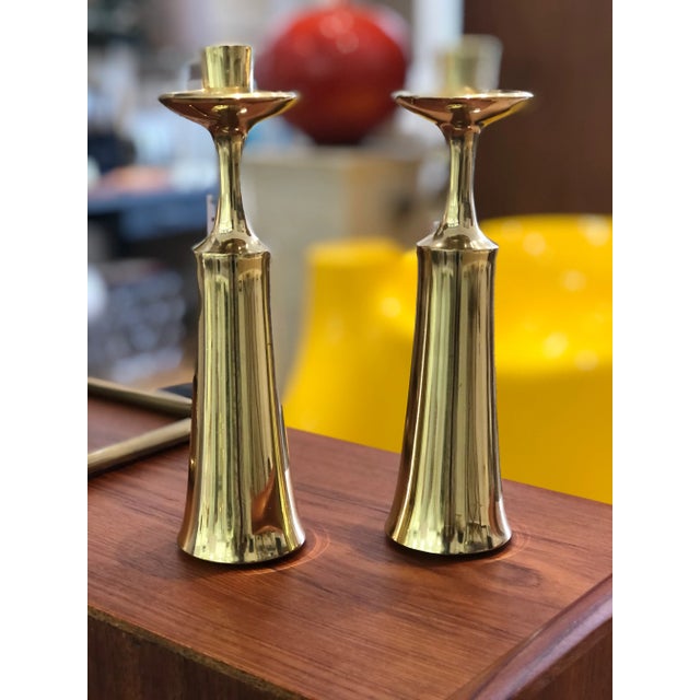 Mid-Century Modern Pair of Vintage Brass Dansk Candleholders by Jens Quistgaard – Mid-Century Danish Modern For Sale - Image 3 of 12