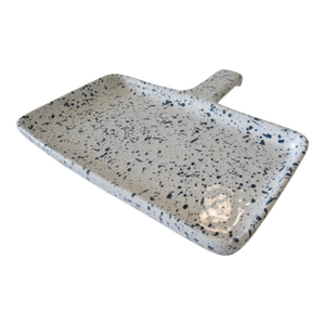 Vintage MCM "Dr. Douglas" Ironstone Splatter-Motif Handled Baking Pan