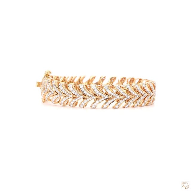 Gold 3.65 Carat Round Brilliant Cut Diamond Gold Bracelet For Sale - Image 8 of 9
