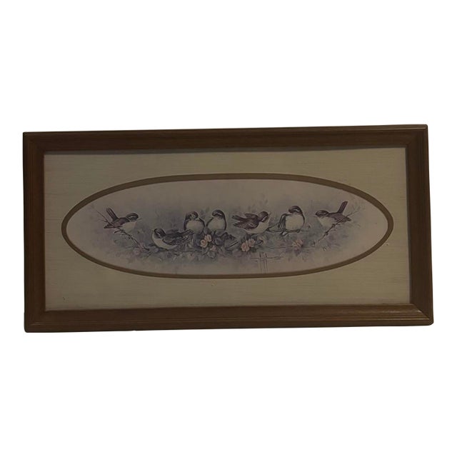 Late 20th Century Framed Print Titled “Birds on a Flowering Branch” by Margie Morrow For Sale