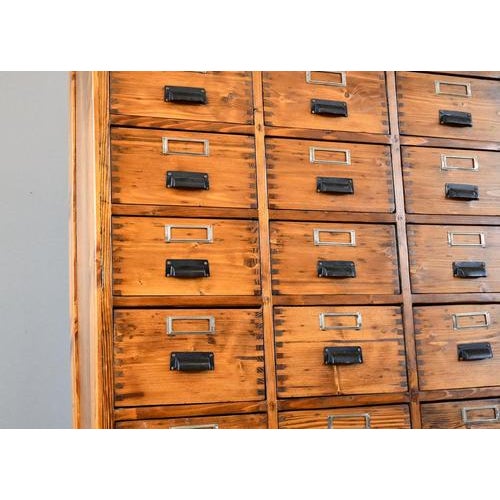 Metal Bank of Pine Workshop Drawers, 1940s For Sale - Image 7 of 13