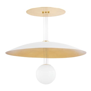 Hudson Valley Lighting Brim 36 in. 1 Light Chandelier in Soft White and Gold Leaf Finish For Sale