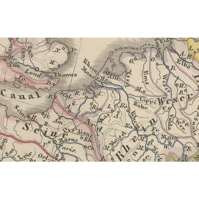 Mid 19th Century Europe Map of Rivers, Watersheds and Elevation, 1857 For Sale - Image 5 of 10