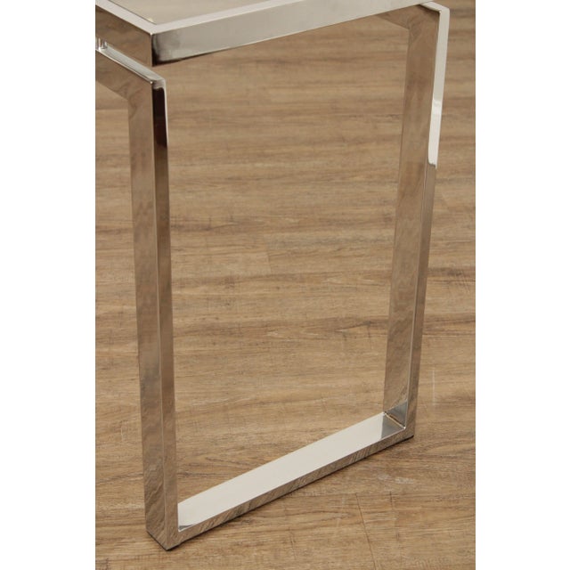 1980s Modern Chrome Glass Top Console Table For Sale - Image 11 of 13