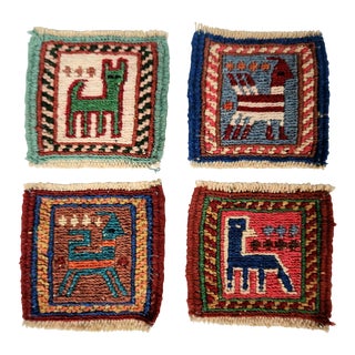 Turkish Hand Woven Kilim Coasters- Set of 4 For Sale