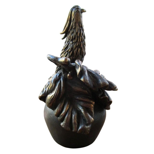 Late 19th Century Intricate Bronze Pheasant Bird on Apple With Ladybug Antique Table Bell For Sale - Image 5 of 12