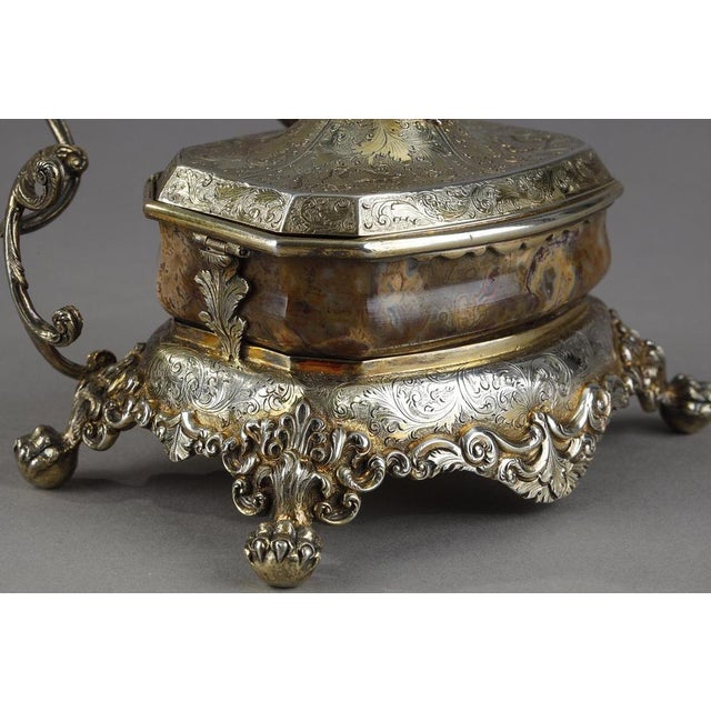English Silver-Gilt and Agate Inkstand, 1830 For Sale - Image 4 of 18