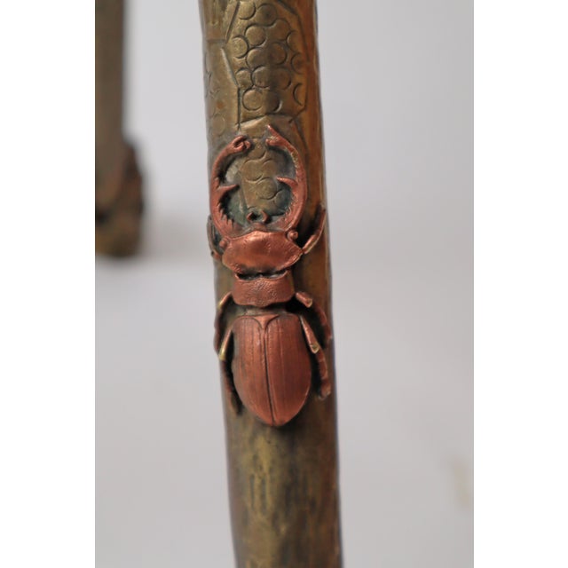 Art Nouveau Bronze and Brass Floor Lamp Side Table and Oak Leaves, 1890s For Sale - Image 12 of 18