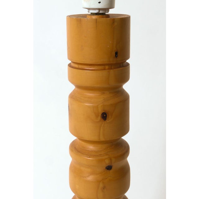 Scandinavian turned pine table lamp, c. 1960s. This has been rewired to fit a standard US plug. Shade not included....