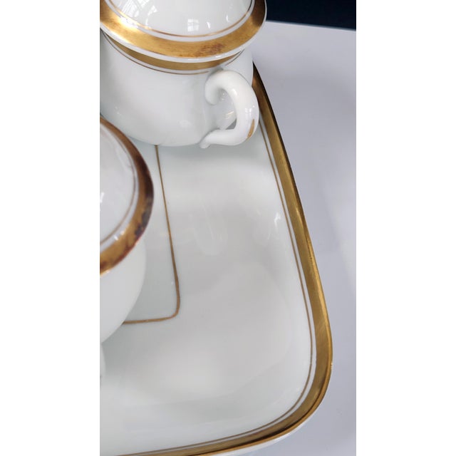 Vintage Portuguese Porcelain, Hostess Ware, Pot De Creme Set With Tray, Gilt Accents, Set of Eight, Circa 1980s - 9pcs For Sale - Image 9 of 16