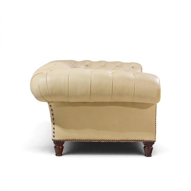 Beige George Smith Early Victorian Chesterfield Tufted Leather Sofa For Sale - Image 8 of 10