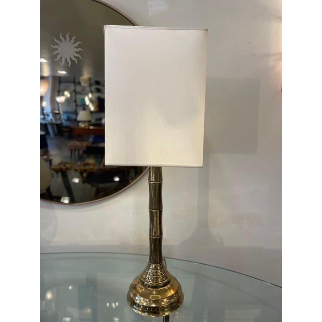 1970s Brass Table Lamp with a Faux Bamboo Stem, 1970s For Sale - Image 5 of 13