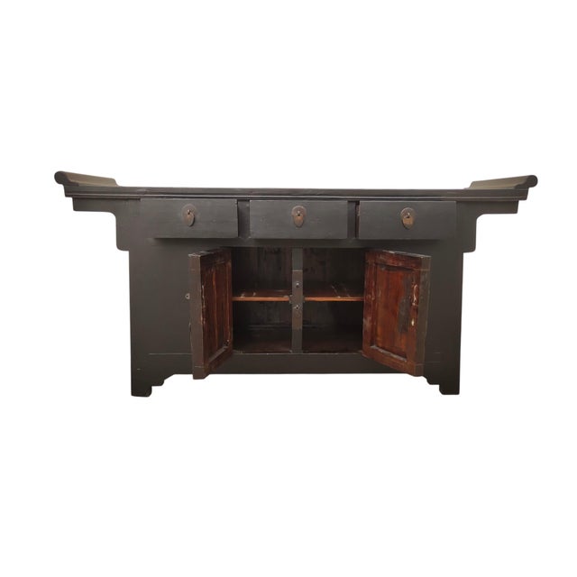 19th Century Antique Chinese Elm Everted Flange Sideboard For Sale - Image 4 of 4