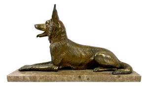 French Art Deco Bronze-Plated Shepherd in the style of Louis Albert Carvin, 1930s