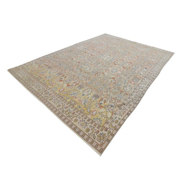 1960s Vintage Floral Turkish Oushak Rug- 9′6″ × 13′1″ For Sale - Image 4 of 7