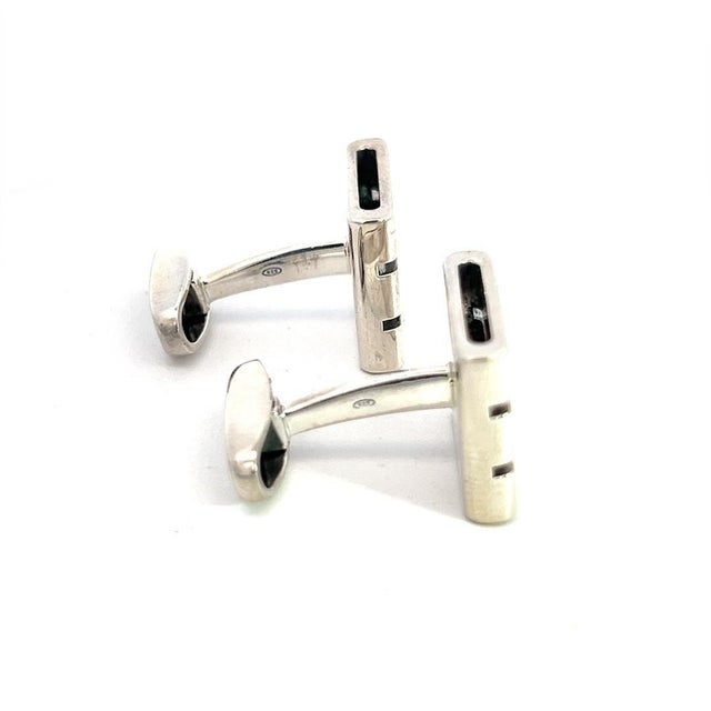 1990s Pair of Bvlgari Bulgari Estate Cufflinks Sterling Silver For Sale - Image 4 of 7