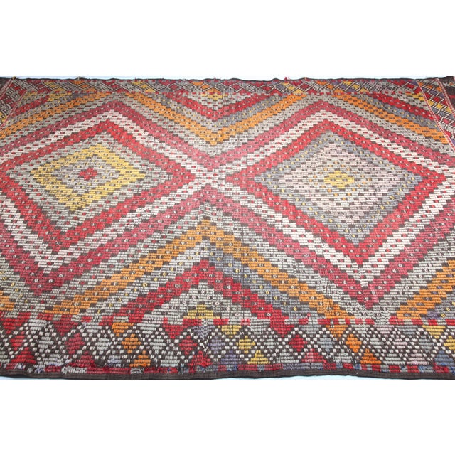 1970s Orange Tones Floor Kilim For Sale - Image 13 of 14