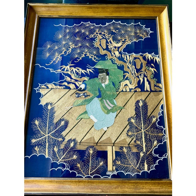 Framed Large Japanese Embroidery Silk Fukusa of Superb Quality Meiji Period For Sale - Image 16 of 18