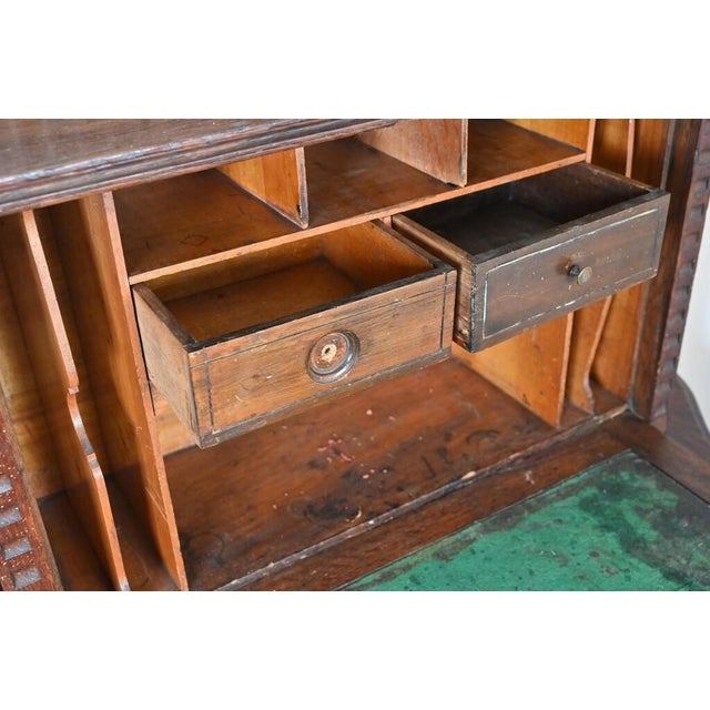Late 19th Century Victorian Renaissance Revival Carved Drop-Front Secretary Desk For Sale - Image 12 of 18
