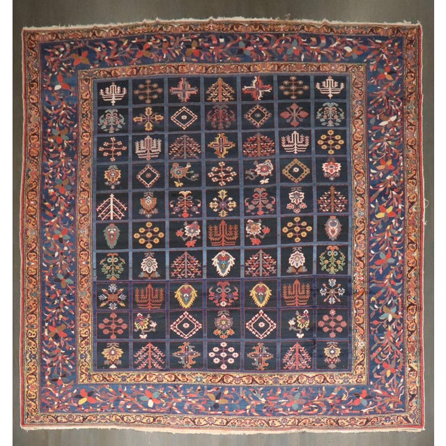 Textile Antique Zabihi Collection Garden Design Square Persian Bakhtiari Rug - 11'8" x 12'5" For Sale - Image 7 of 12