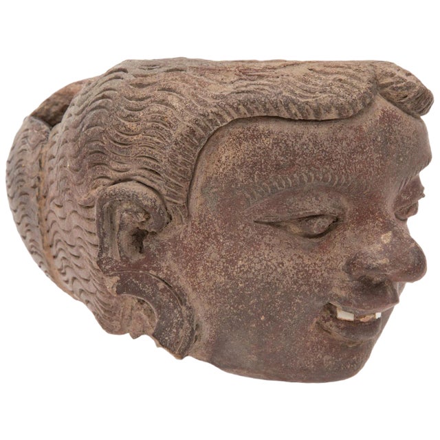 Antique Artefact Majapahit Terracotta Expressive Head For Sale