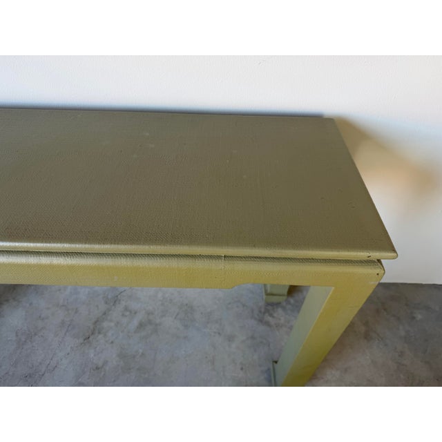 1970s Vintage 1970s Organic Modern Harrison Van Horn Style Lacquered Grasscloth Console Table For Sale - Image 5 of 12
