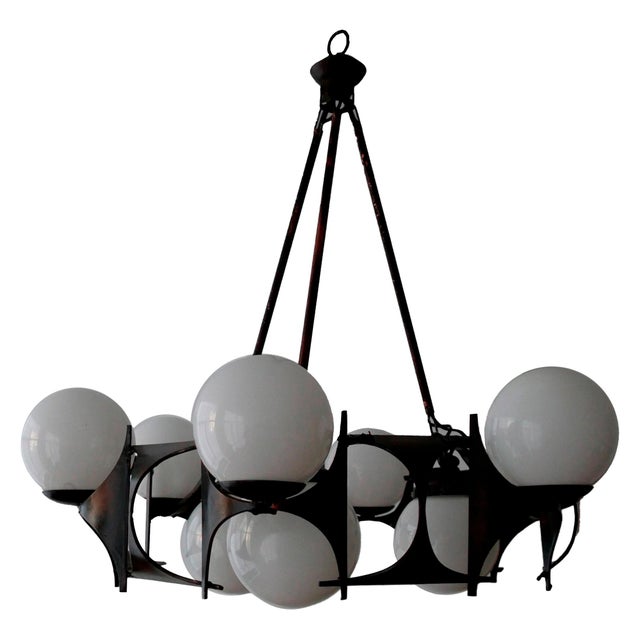 Mid-Century Modern Brutalist Style Chandelier, 1950s For Sale - Image 3 of 15