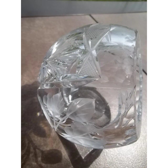 Transparent Vintage Cut Crystal Sphere Ashtray For Sale - Image 8 of 12