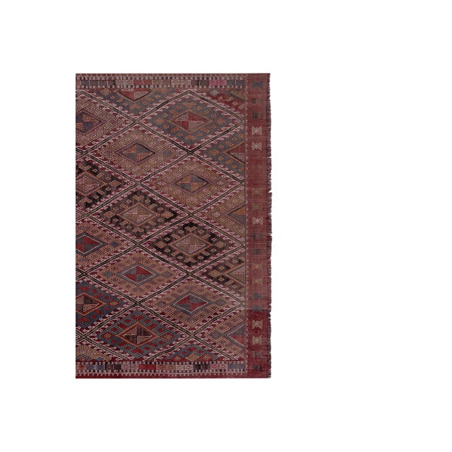 Turkish Jajim Kilim Rug 5'3'' X 7'9'' For Sale - Image 4 of 11