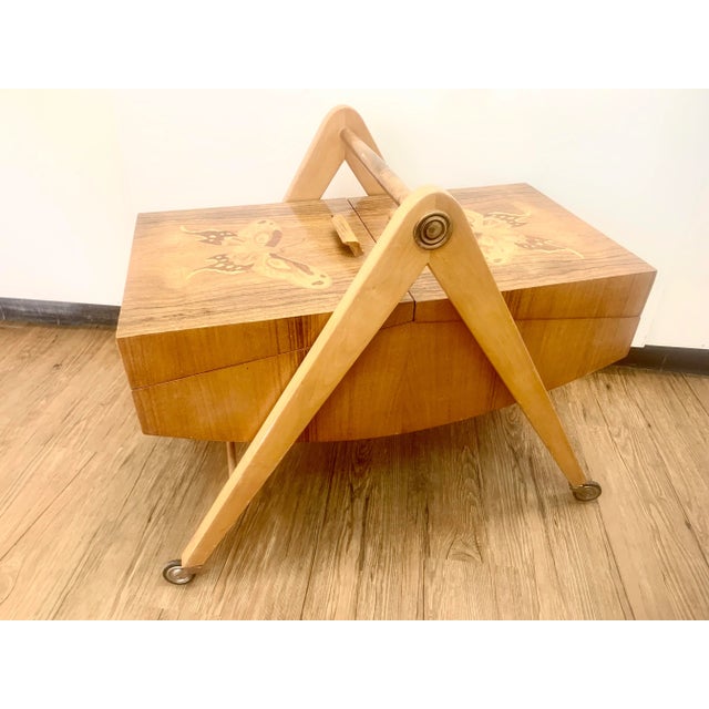 Mid-Century Marquetry Sewing Table For Sale - Image 12 of 12