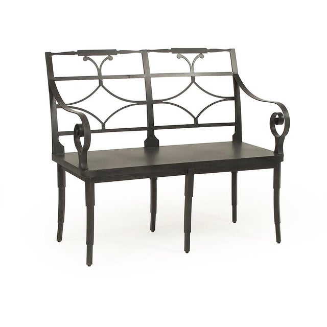 2020s Ranier Circle Arch Iron Bench, Antique Black For Sale - Image 5 of 5