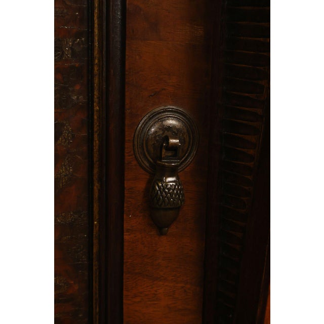 Antique Marble Top Mahogany Inlaid Figural Carved Buffet Sideboard For Sale - Image 16 of 18