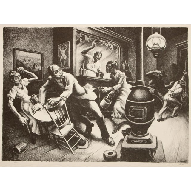 An excellent First Edition period black and white offset lithograph (print) after drawing "Frankie and Johnny" by American...