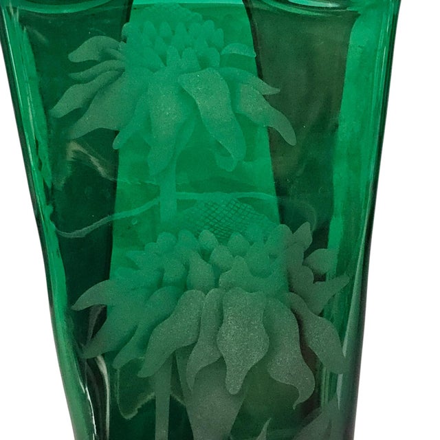 Blenko 8813m Paper Bag Vase Hand Etched by Jennifer Pontz 9.75" For Sale - Image 9 of 14