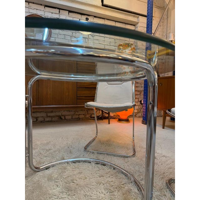 Round Dining Table in Chrome and Glass, Italy, 1970s For Sale - Image 9 of 11