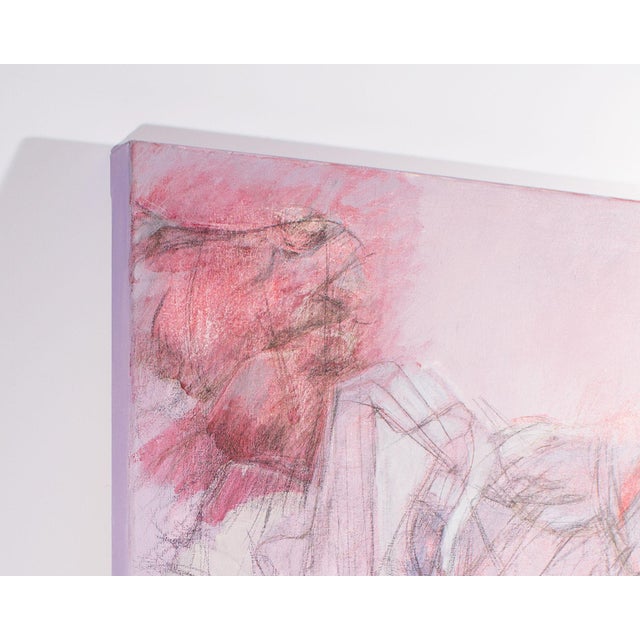 Textile Signed Acrylic and Charcoal on Canvas Painting by Shirley Aley Campbell For Sale - Image 7 of 9