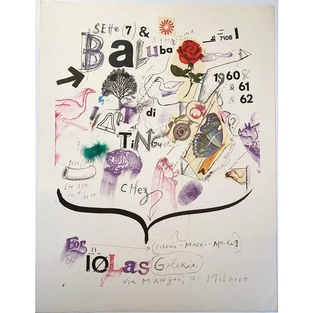 Mid 20th Century Jean Tinguely , Sette (7) & Baluba DI Tinguely Chez for Iolas Galeria , Milano Gallery Poster, 1962 For Sale - Image 5 of 5