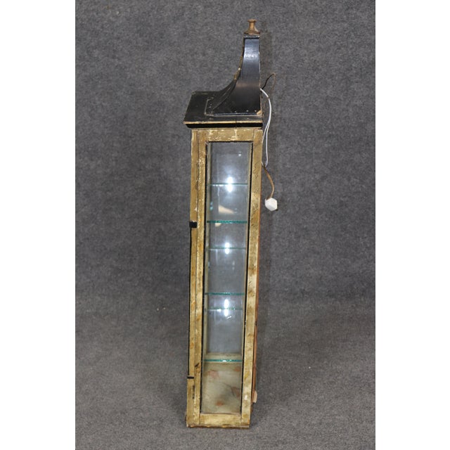 French Antique Directoire Style Paint Decorated Wall Vitrine Display Cabinet For Sale - Image 3 of 12