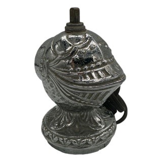 1940s Medieval Knight Helmet Chrome Eletric Lighter by Omsco For Sale