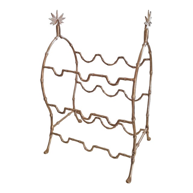 1950s Maison Baguès France Gilt Bronze Faux Bamboo Wine Rack For Sale